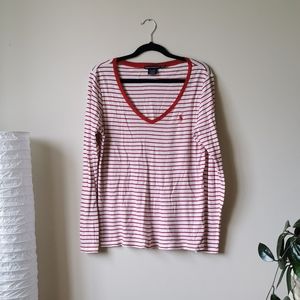 Polo Ralph Lauren Striped V Neck Long Sleeve Shirt